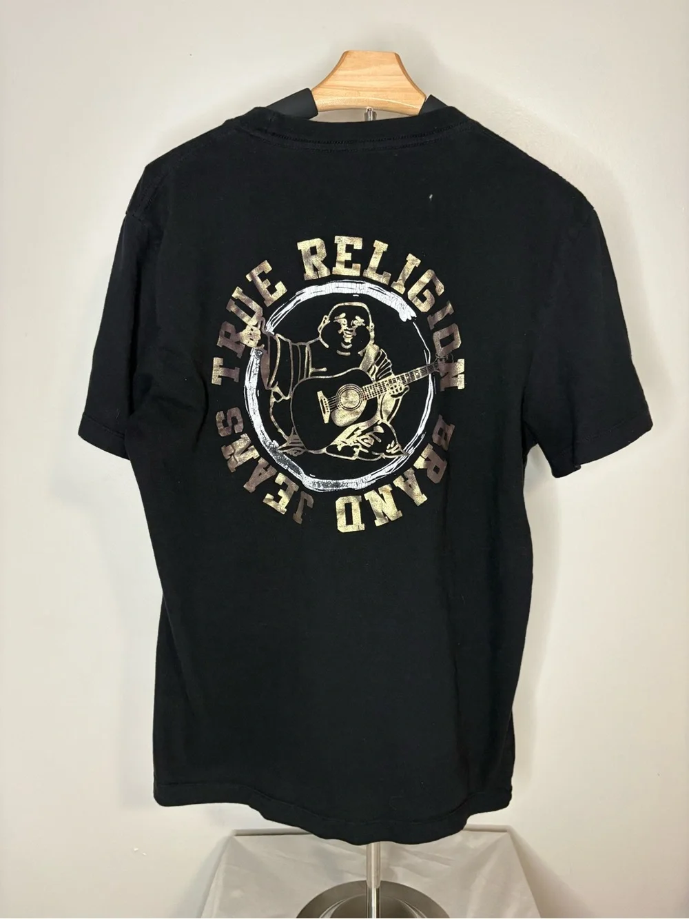 True Religion Black Short-Sleeve Tee with Metallic Logo